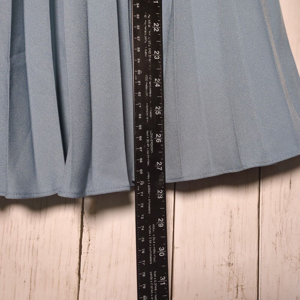 Blue Pleated Midi Skirt Size M Office Academia Preppy Cottagecore NWT Kate Kasin - Picture 8 of 9